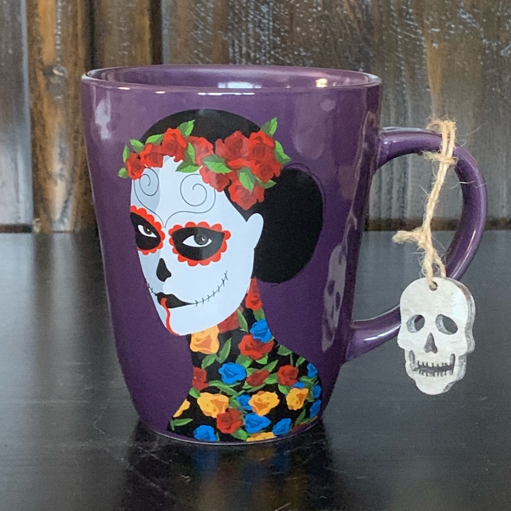 Day of the Dead Sugar Skull Woman Floral Mug